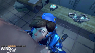 Глубокий минет с камшотом в рот от Tracer из Overwatch