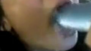 Sloppy Gagging Face Fuck Dildo Asian GIF