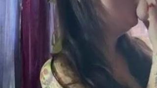 Erect Nipples Dildo Deepthroat Cute Brunette Blowjob GIF